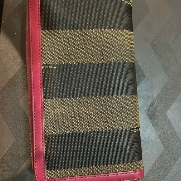 Fendi Black, Brown and Pink Striped Wallet - Picture 2 of 6